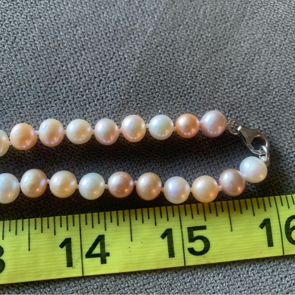 18” multi-colored cultured freshwater 6-7mm Pearl necklace w/ sterling silver - Picture 4 of 5